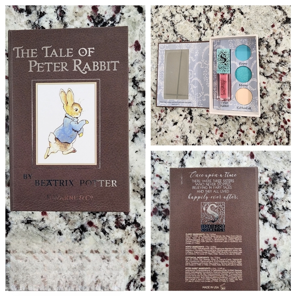 Storybook Cosmetics. The Tale Of Peter Rabbit. Eye shadow, liquid lipstick set
